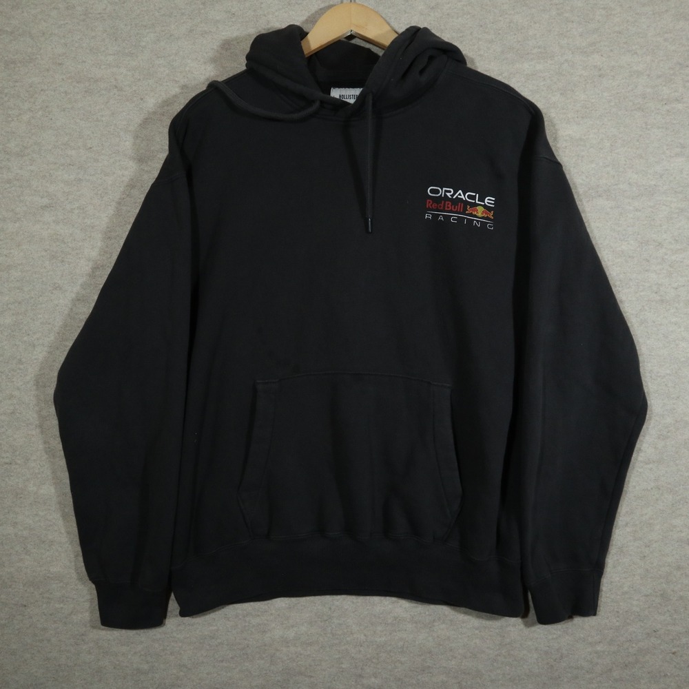 Hollister Oracle Red Bull Racing Hoodie Mens XL Black Streetwear F1 Racing Logo